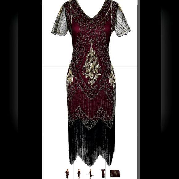 Gorgeous dress, size xl burgundy with bling! - Picture 1 of 2